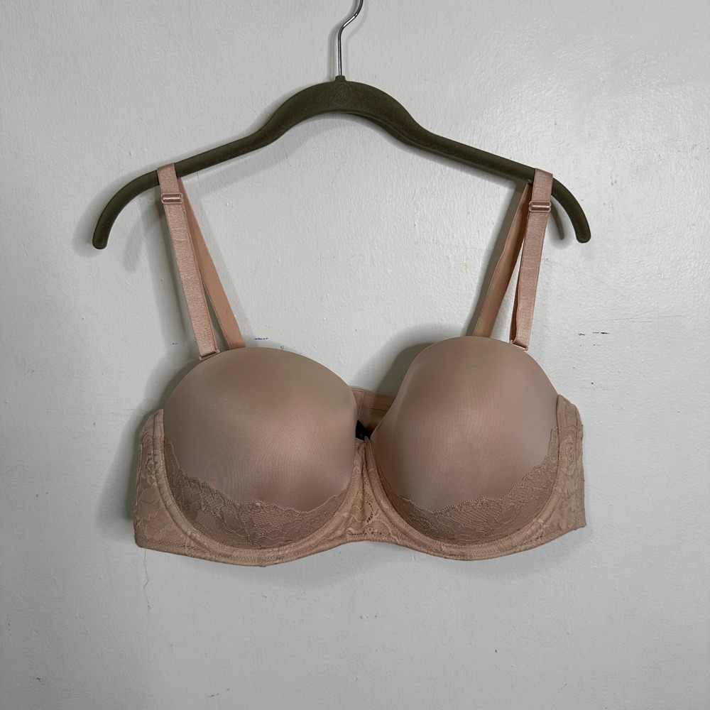 Torrid‎ Push Up Strapless Bra Nude Beige Lace Trim Convertible 46B RN148862